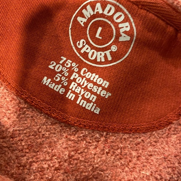 NWT Amadora Size L Burnt Orange Dreamcatcher Pony Feather Hoodie Drawstring Boho - Picture 10 of 11